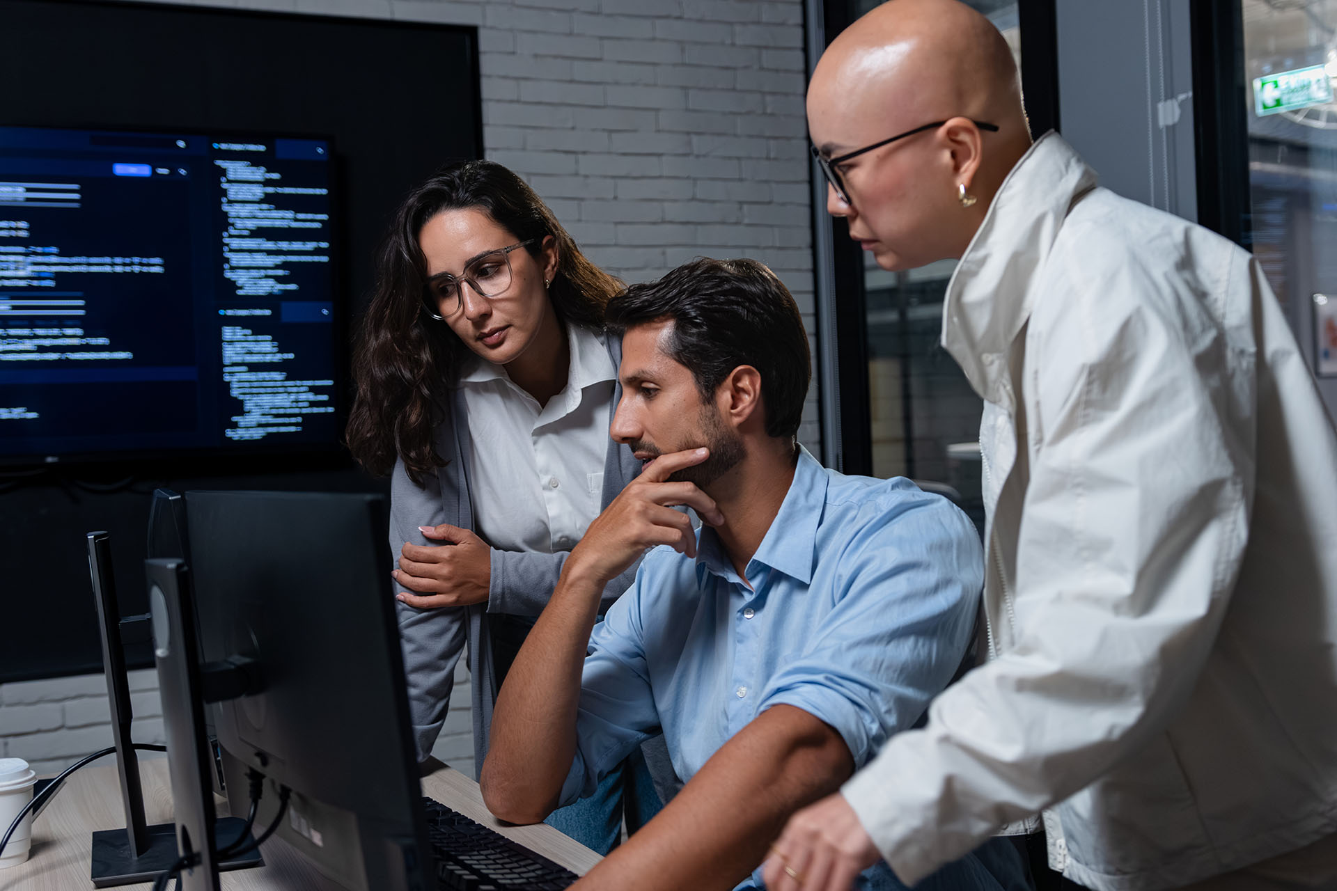 Software engineers collaborating